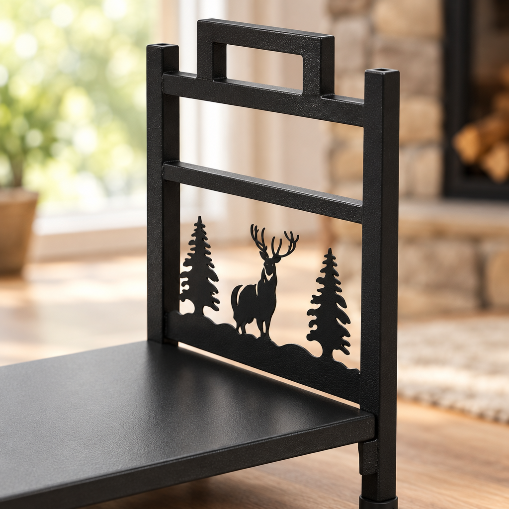 Firewood Log Rack, Galvanized Tubular Steel, Black