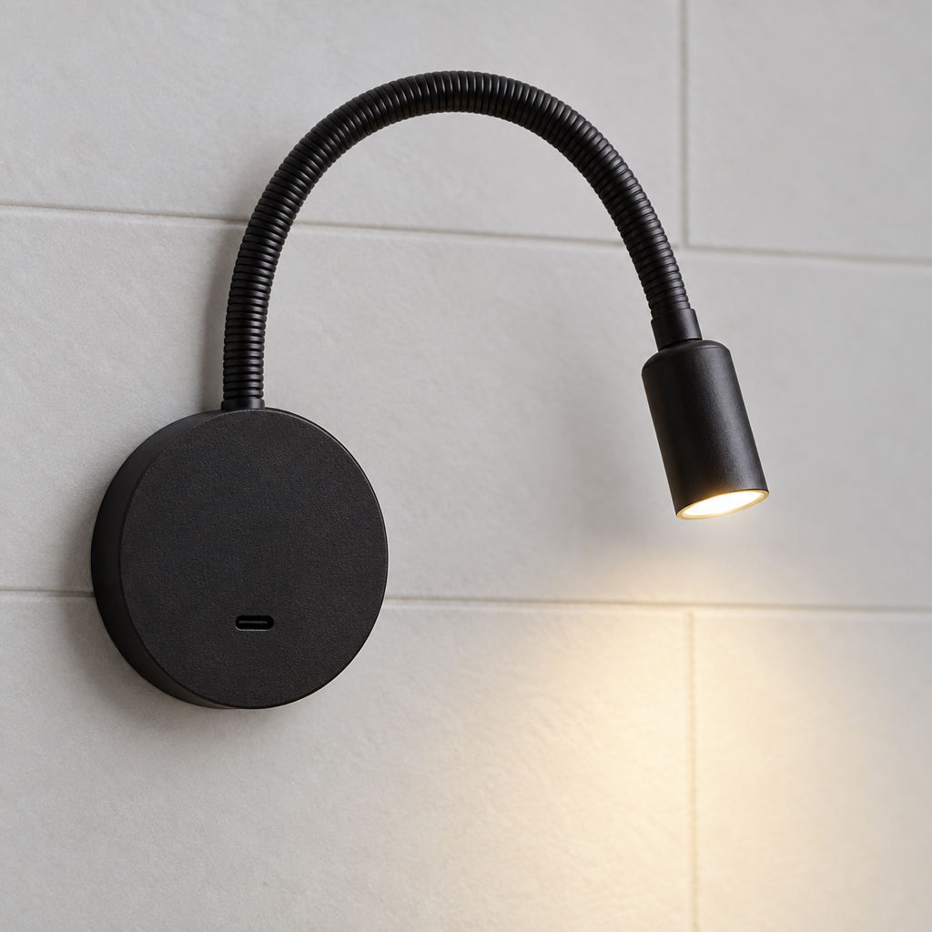 Rechargeable Wall Sconce, No Drilling, Black