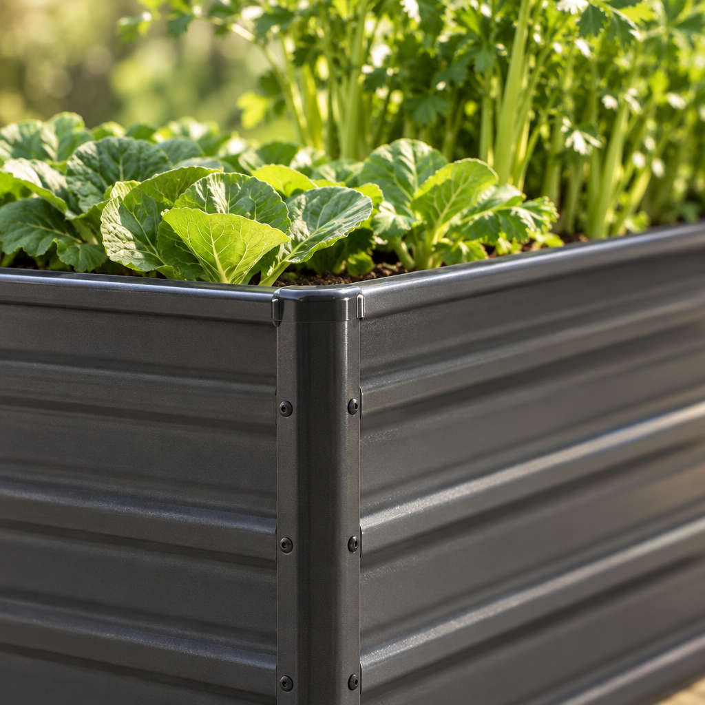 Metal Raised Garden Bed, 70.7 x 35.6 x 22.3 in, Grey Black