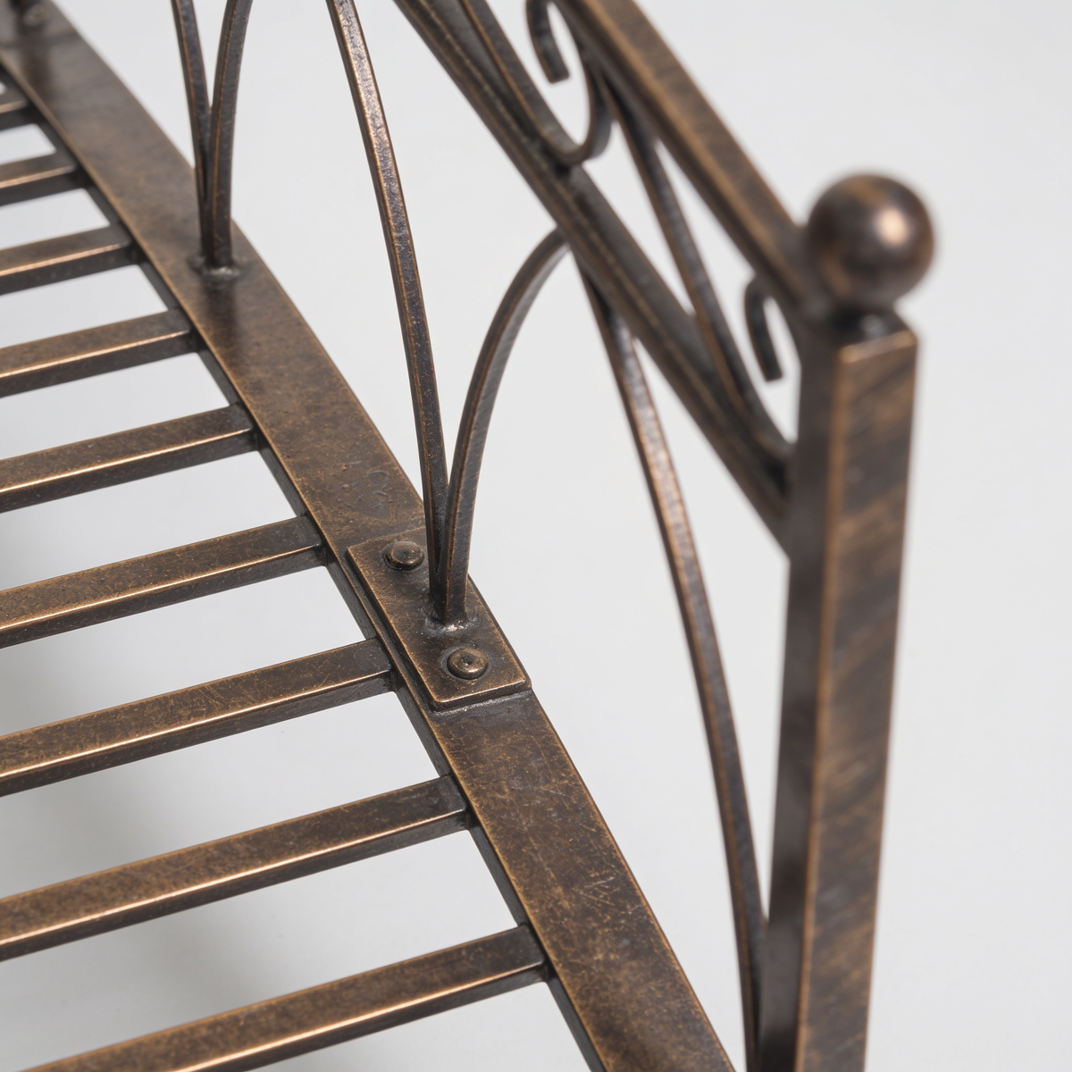 3.3 ft Arched Metal Garden Bridge with Handrails, Bronze