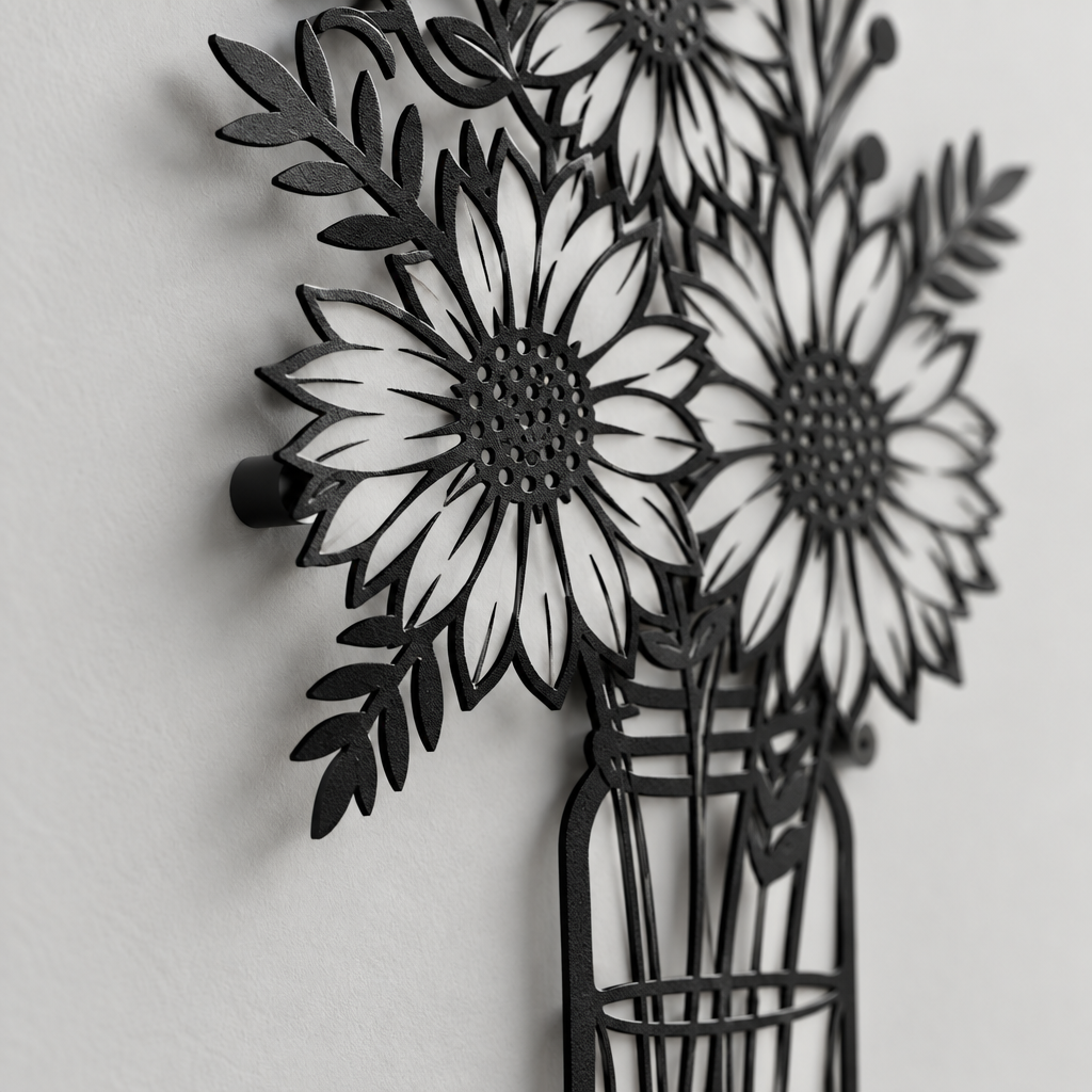 Sunflower Metal Wall Art, Handcrafted Iron Sculpture