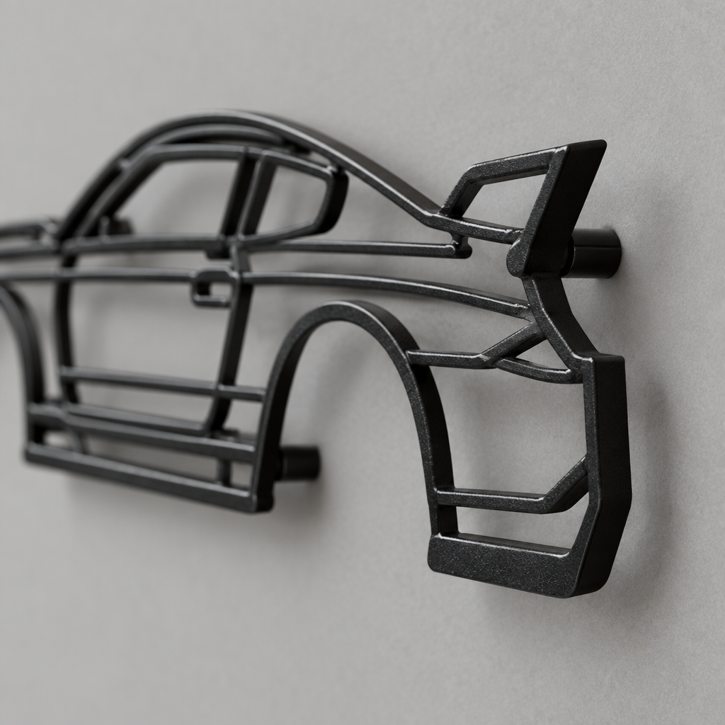 Sports Car Silhouette Metal Wall Art, Laser Cut Iron