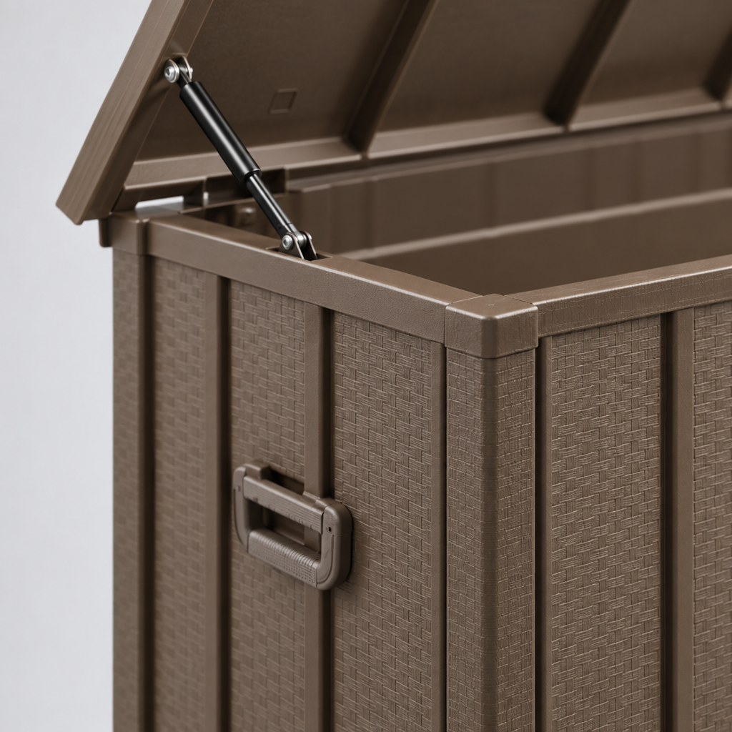 120 Gallon Outdoor Storage Deck Box, Steel, Dark Brown
