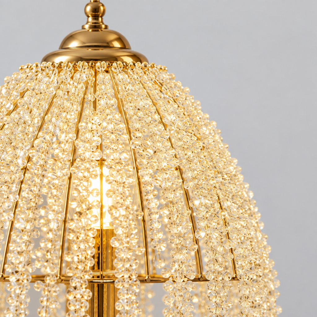 19 in Crystal Waterfall Table Lamp, Gold
