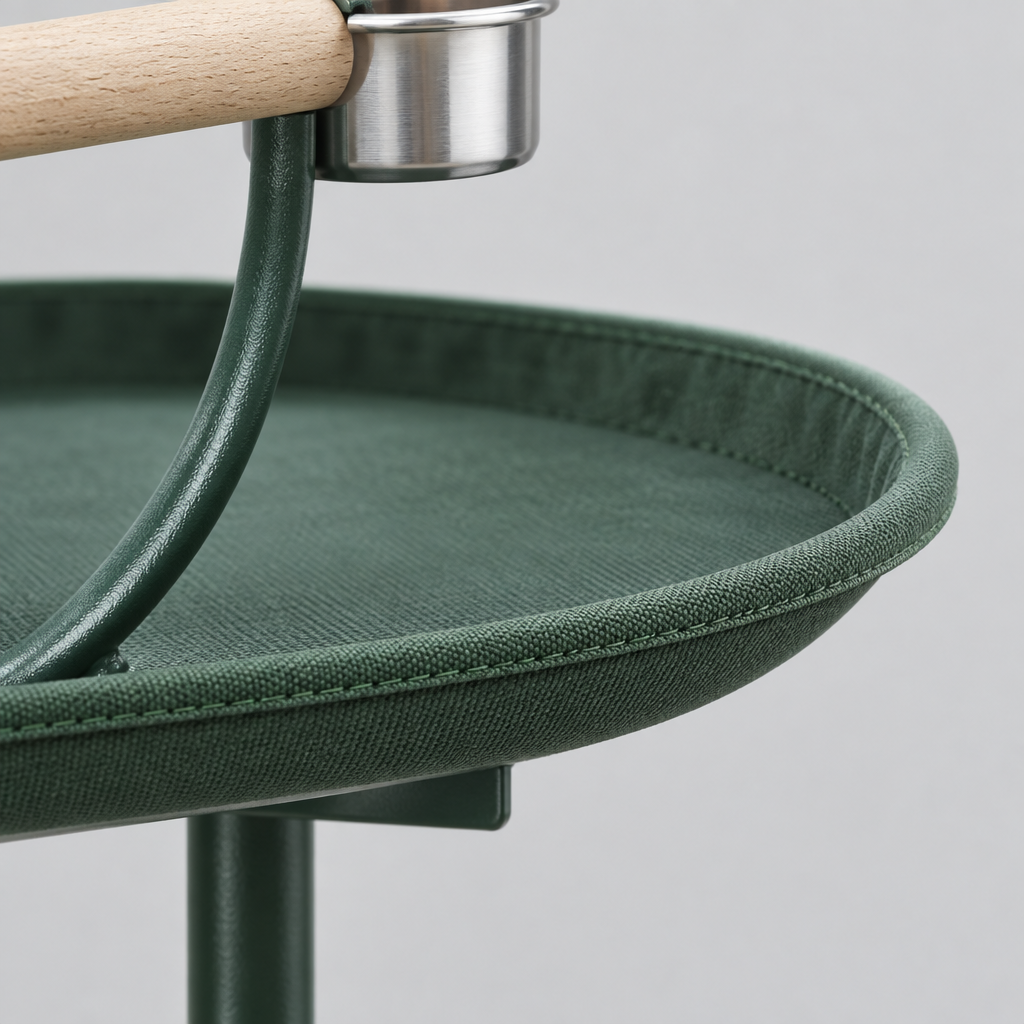48 in Rolling Bird T-Stand with Perch and Bowls, Green