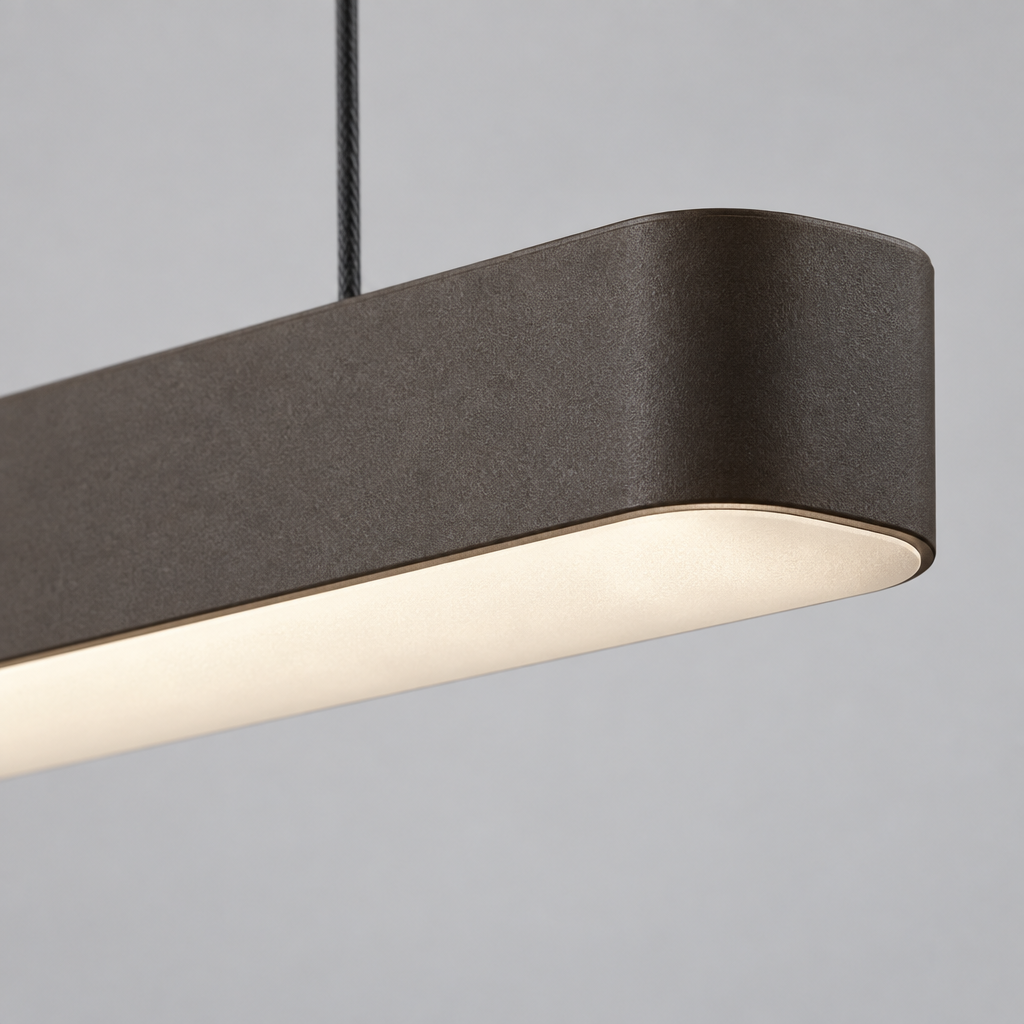 51 in Walnut Wood LED Linear Pendant Light, Dimmable with Remote