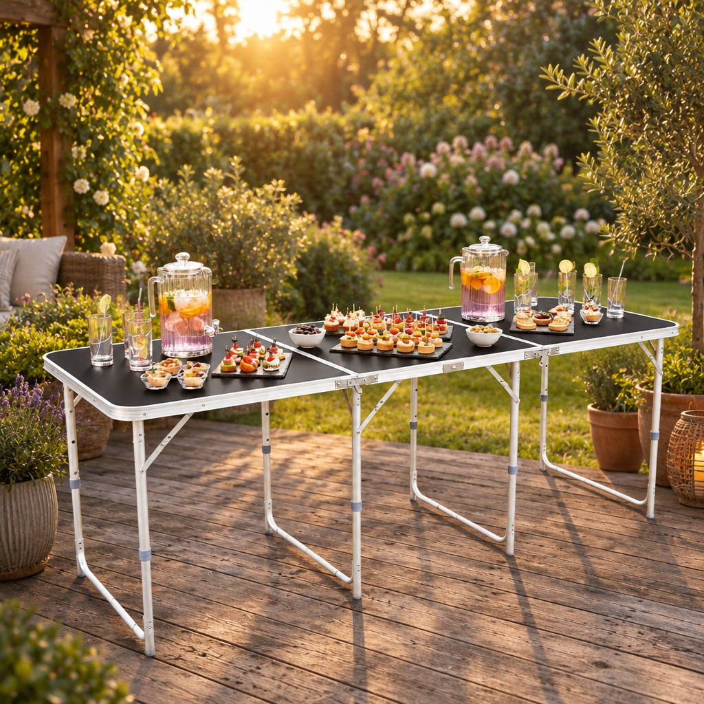 6 ft Folding Table and Stretch Cover Set