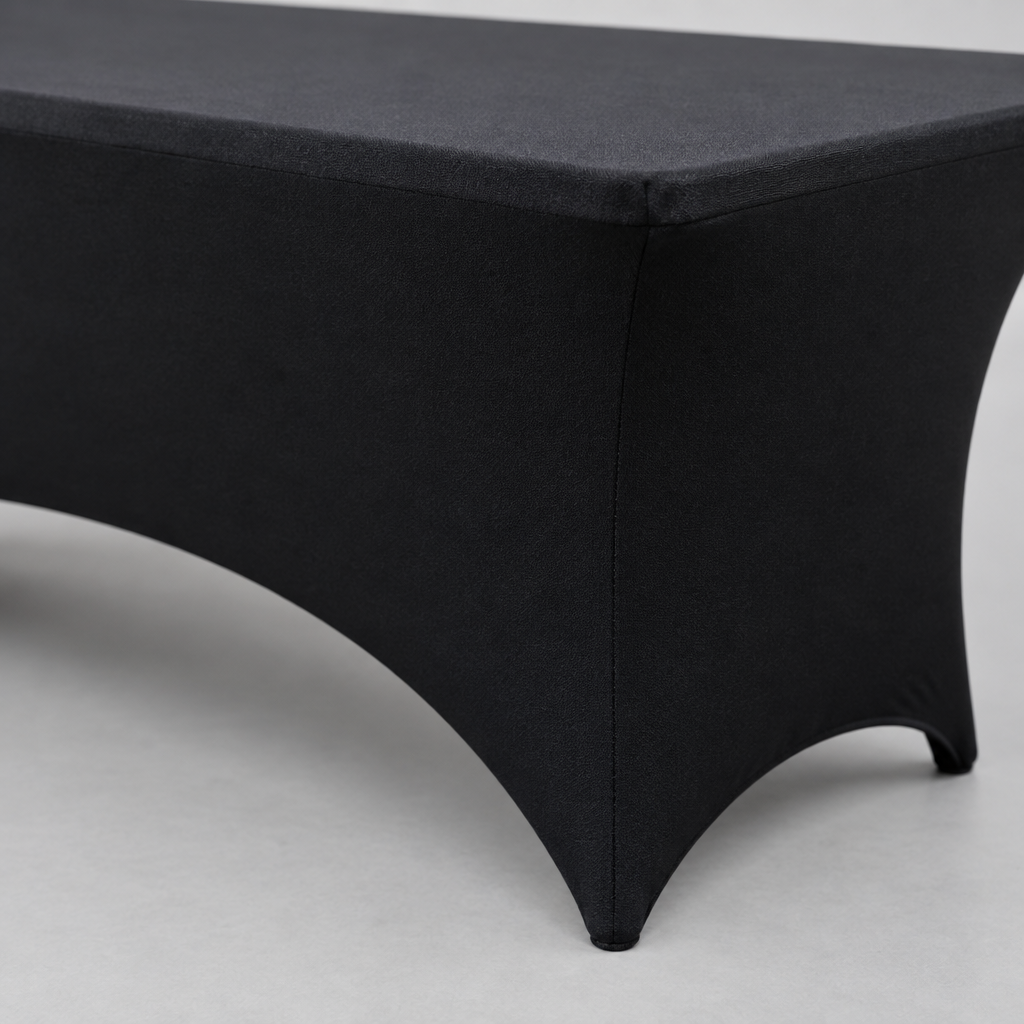 3 Pack Fitted Stretch Table Covers for 6 ft Tables, Black