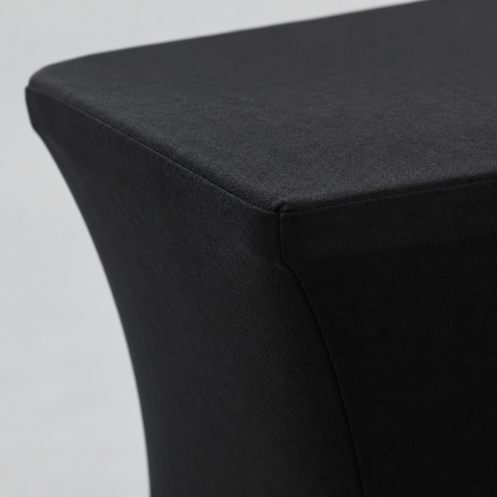 6 Pack Fitted Stretch Table Covers for 8 ft Tables, Black