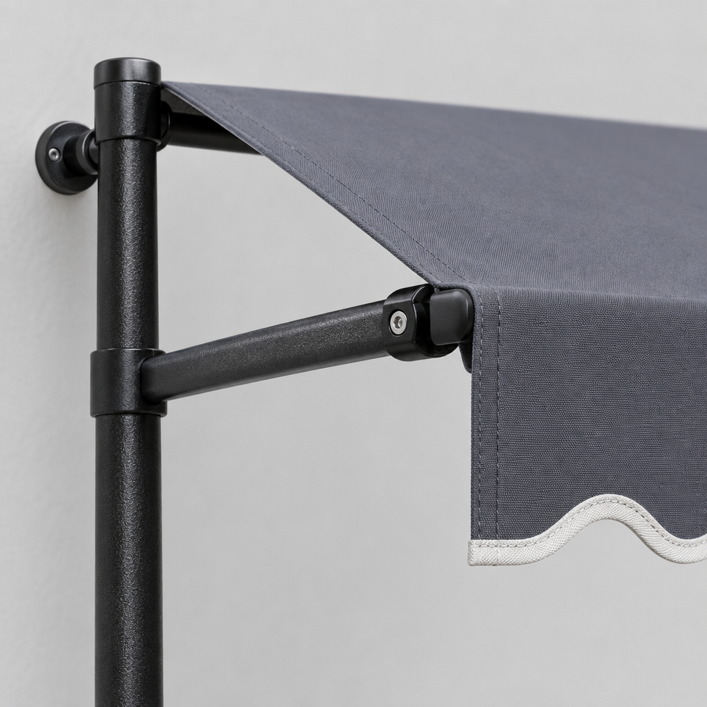 118 in Manual Retractable Patio Awning, Dark Gray