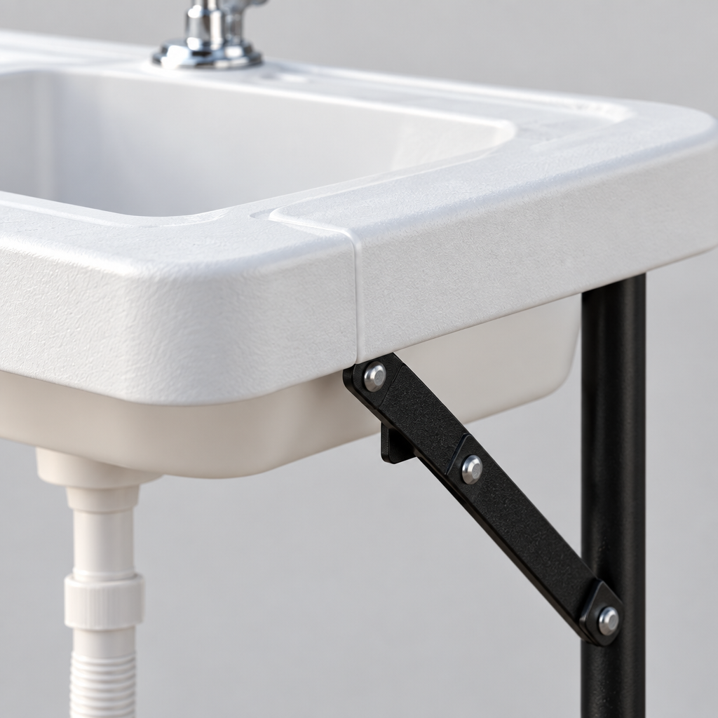 Folding Fish Cleaning Table with Sink and Faucet, Off White