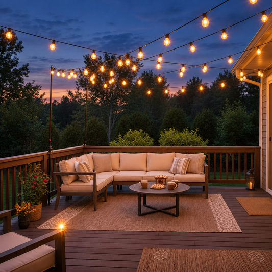 50 ft RGB Outdoor String Lights, 15 Bulbs