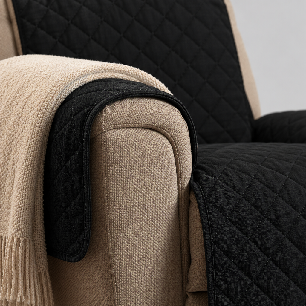 Water-Repellent Recliner Cover for Pets, Black, 1 Seater