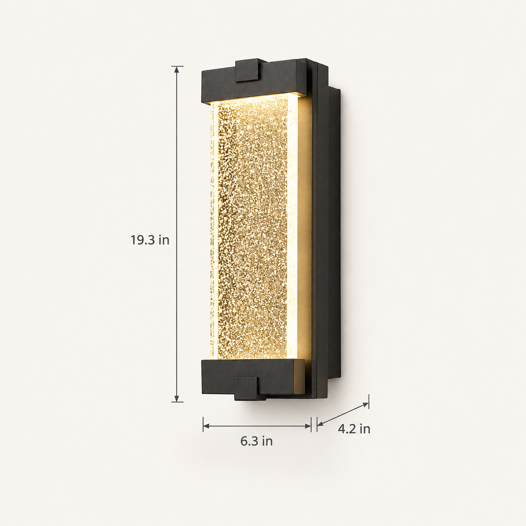 19 in Outdoor LED Wall Sconce, 3000K, Black dimensions