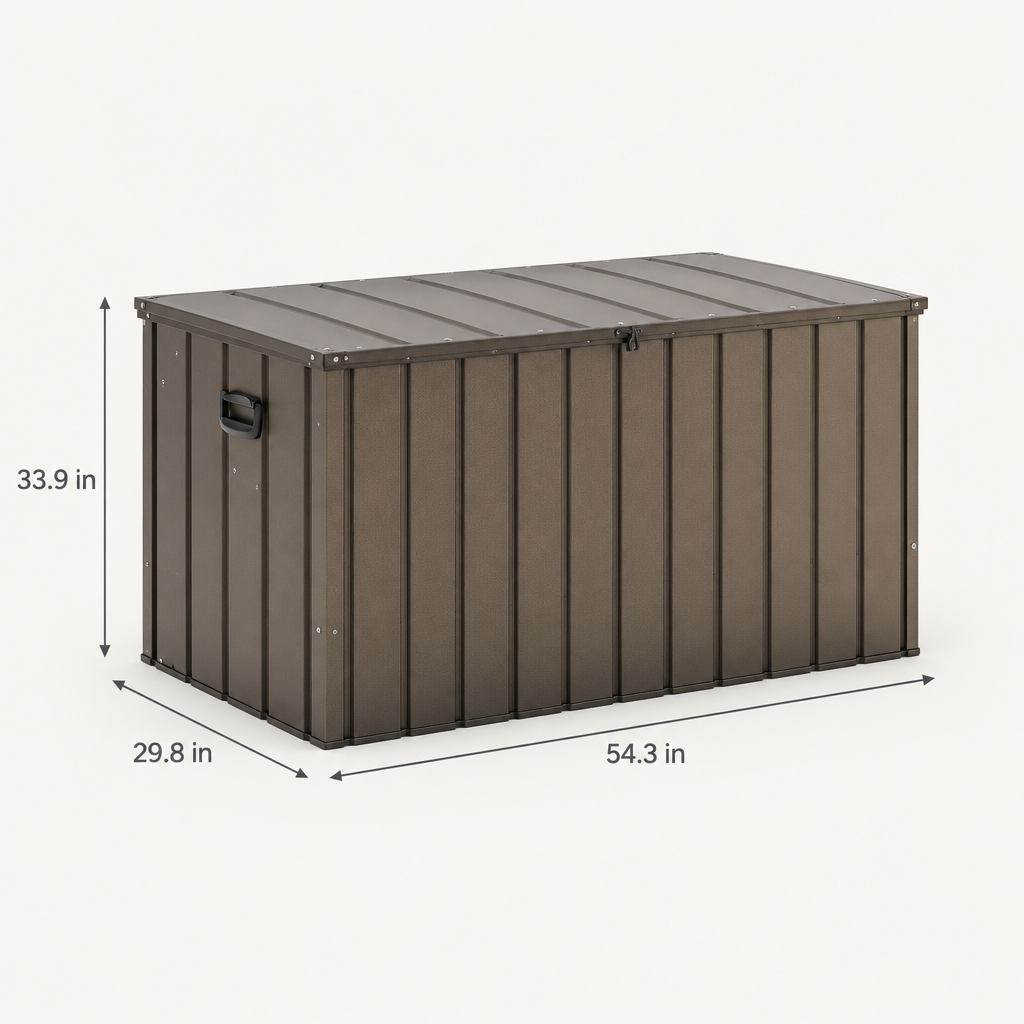 200 Gallon Metal Deck Box with Lockable Lid, Gray dimensions