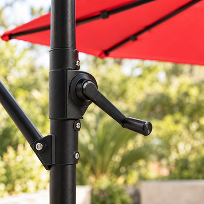 9.8 ft Offset Cantilever Patio Umbrella with Crank Tilt, Red