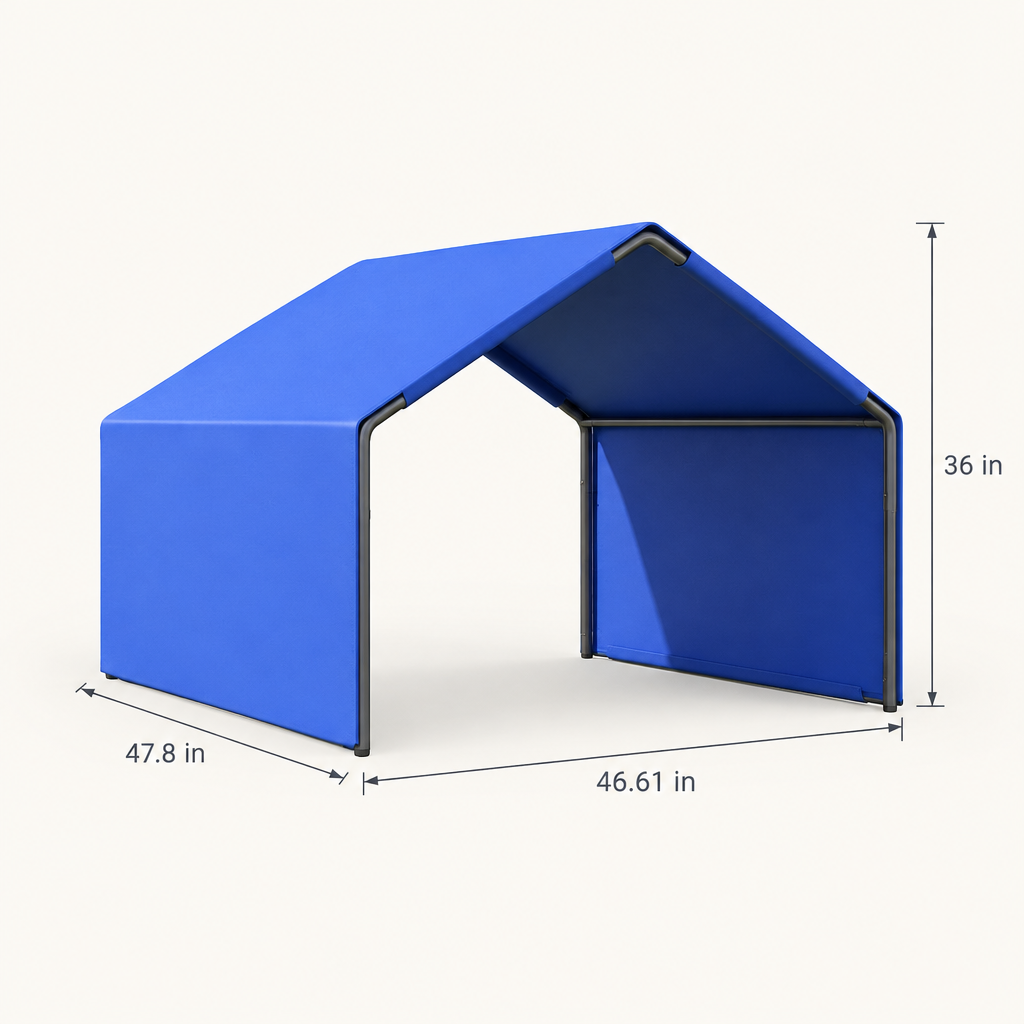 Dog Shade Shelter Tent, 47.8 in, Steel and Oxford, Blue dimensions