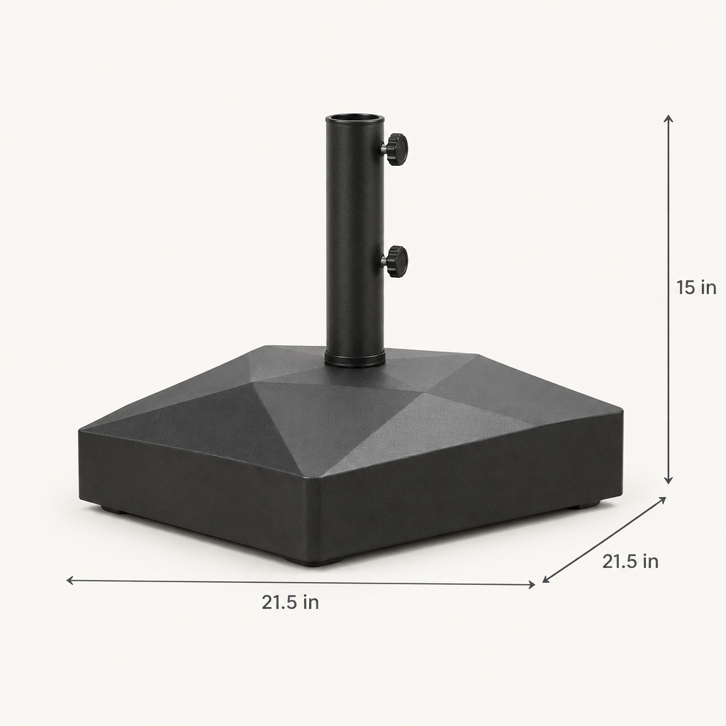 Fillable Rolling Patio Umbrella Base, Black HDPE dimensions