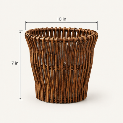 Handmade Willow Wicker Planter Basket with Liner dimensions