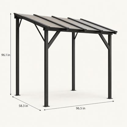 Hardtop Grill Gazebo with Polycarbonate Roof, Dark Gray dimensions
