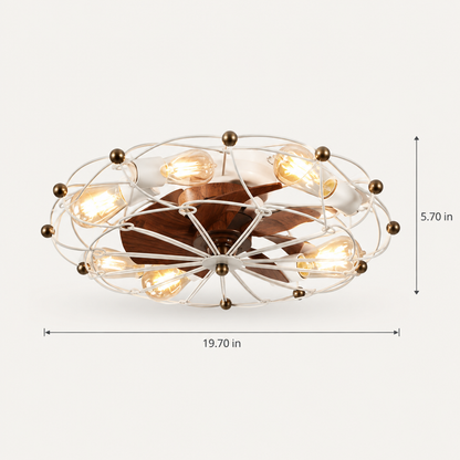 20 in Caged Ceiling Fan with Light and Remote, White dimensions