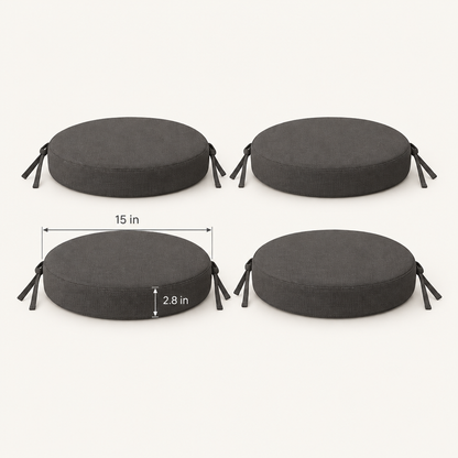 Round Patio Chair Cushions, Set of 4, 15 in, Dark Gray dimensions