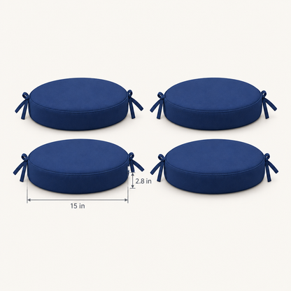 Round Patio Chair Cushions, Set of 4, 15 in, Navy Blue dimensions