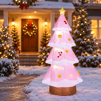 Inflatable Christmas Tree Yard Decoration with Lights, 84.6 in