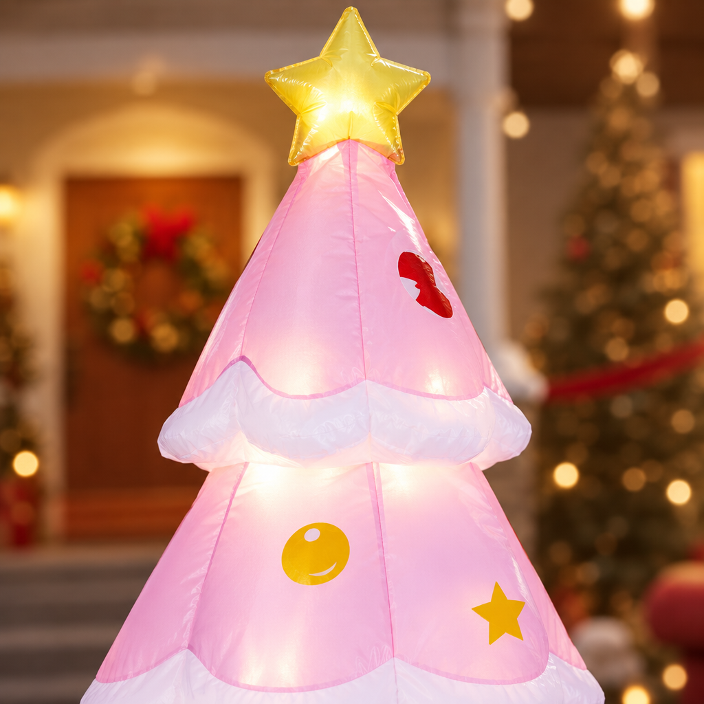 Inflatable Christmas Tree Yard Decoration with Lights, 84.6 in