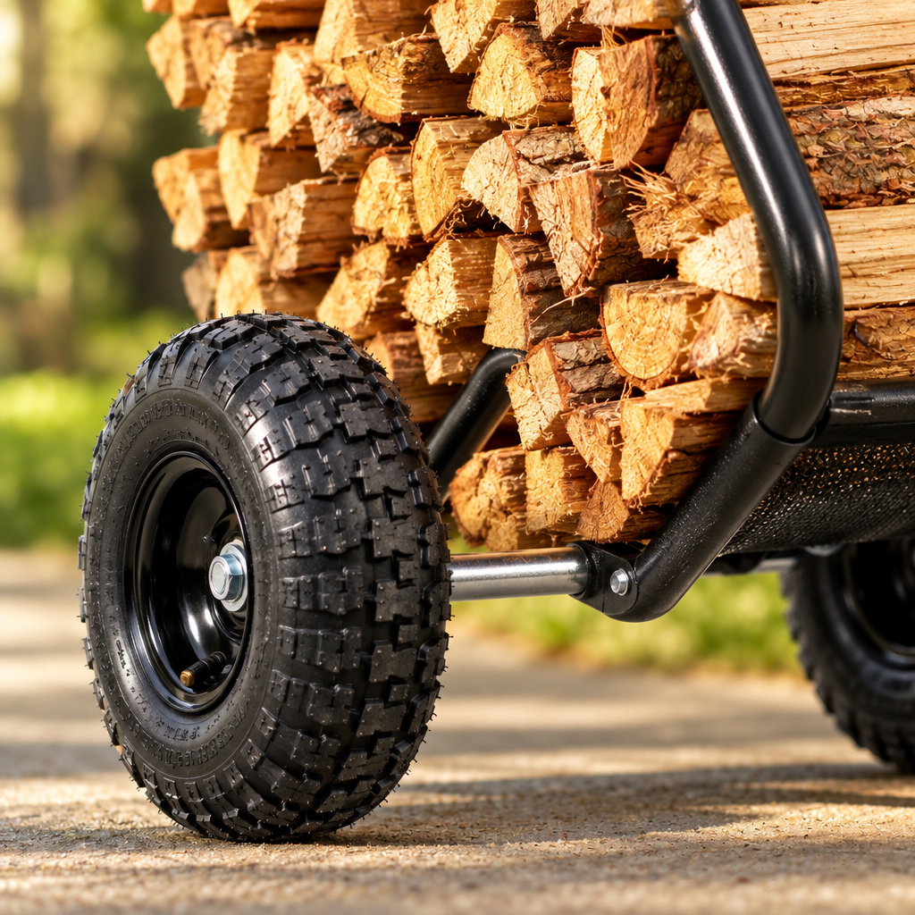 Firewood Log Cart, 250 lb Capacity, Indoor/Outdoor, Black