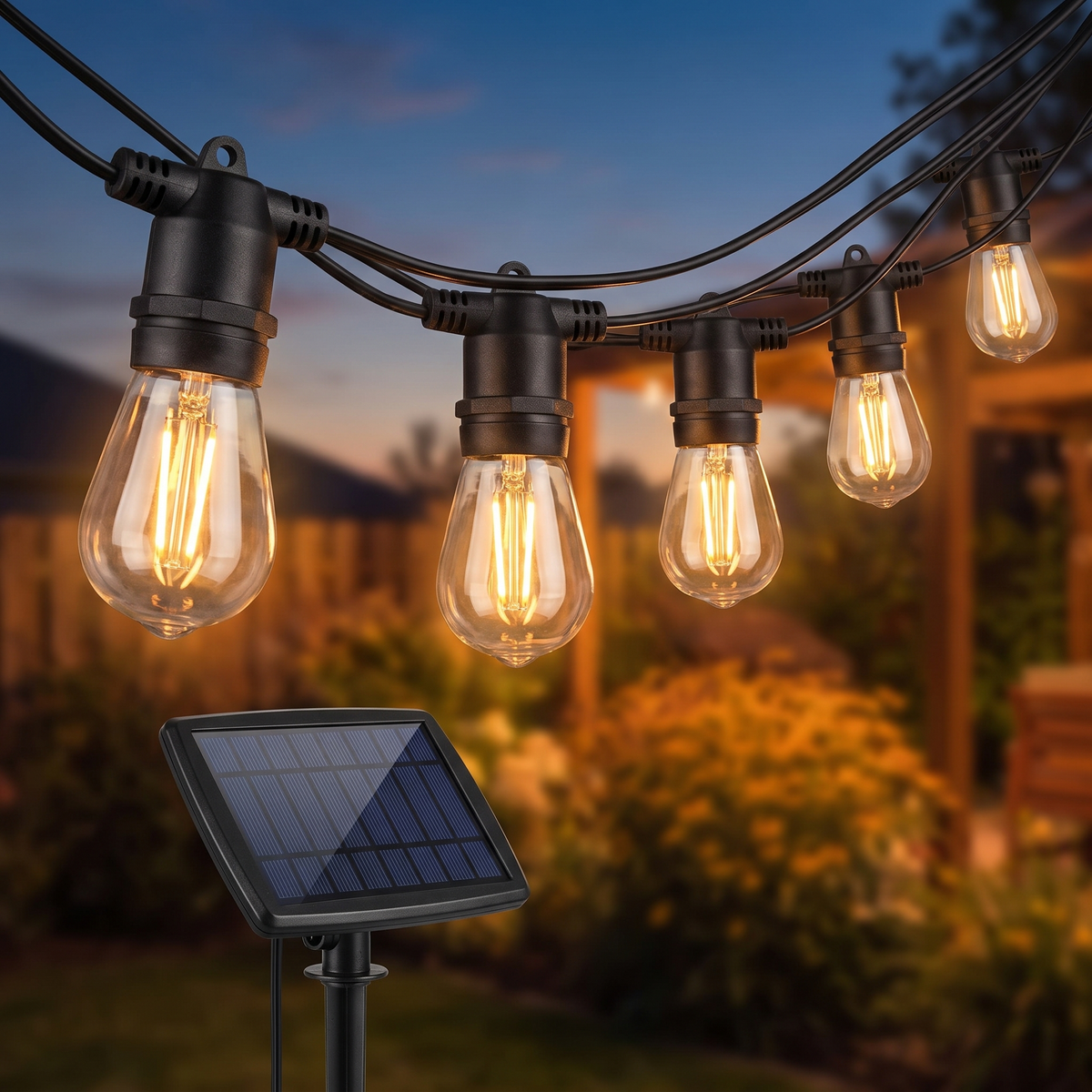 Solar String Lights, 15 Bulbs, 3 W, Outdoor LED