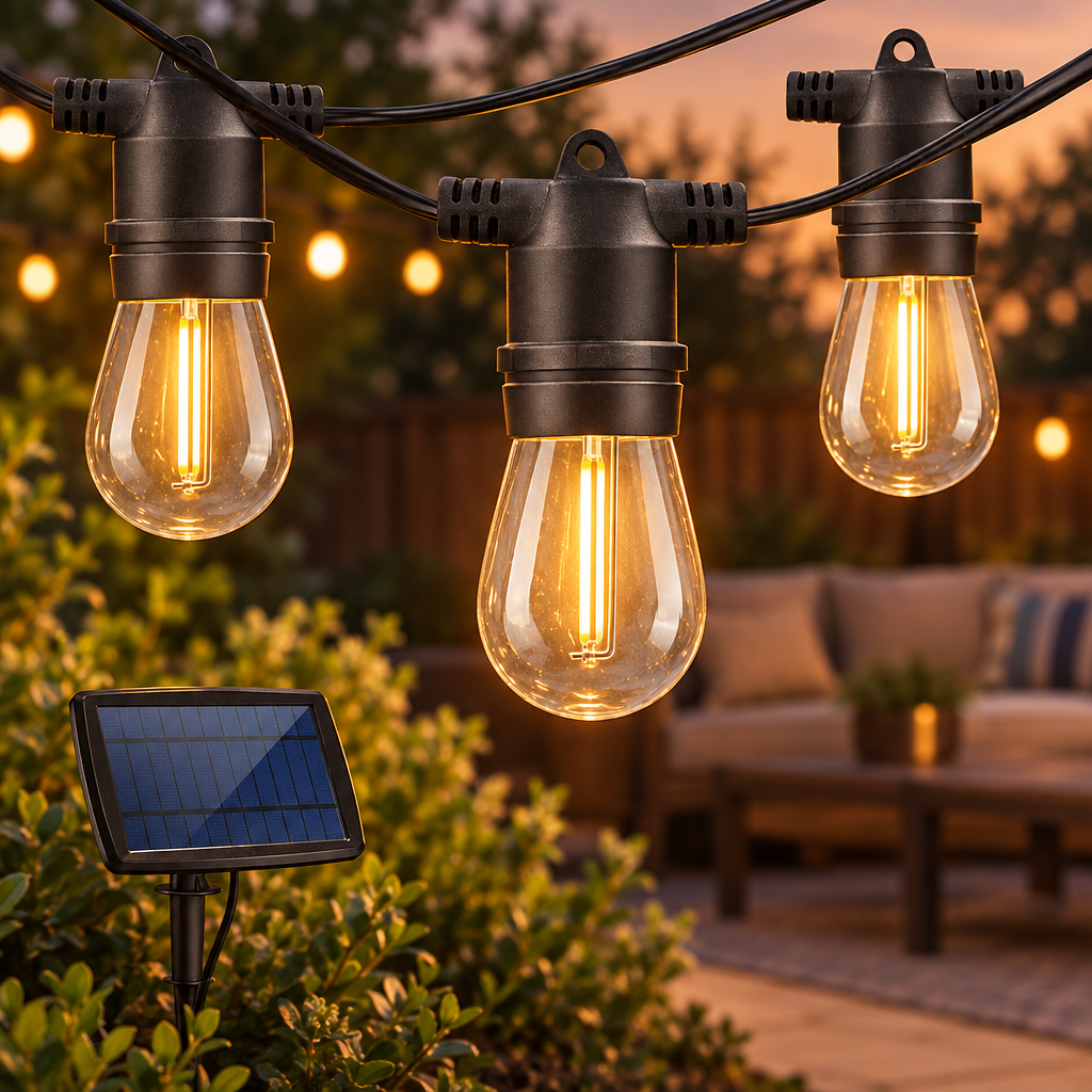 Solar String Lights, 15 Bulbs, 3 W, Outdoor LED