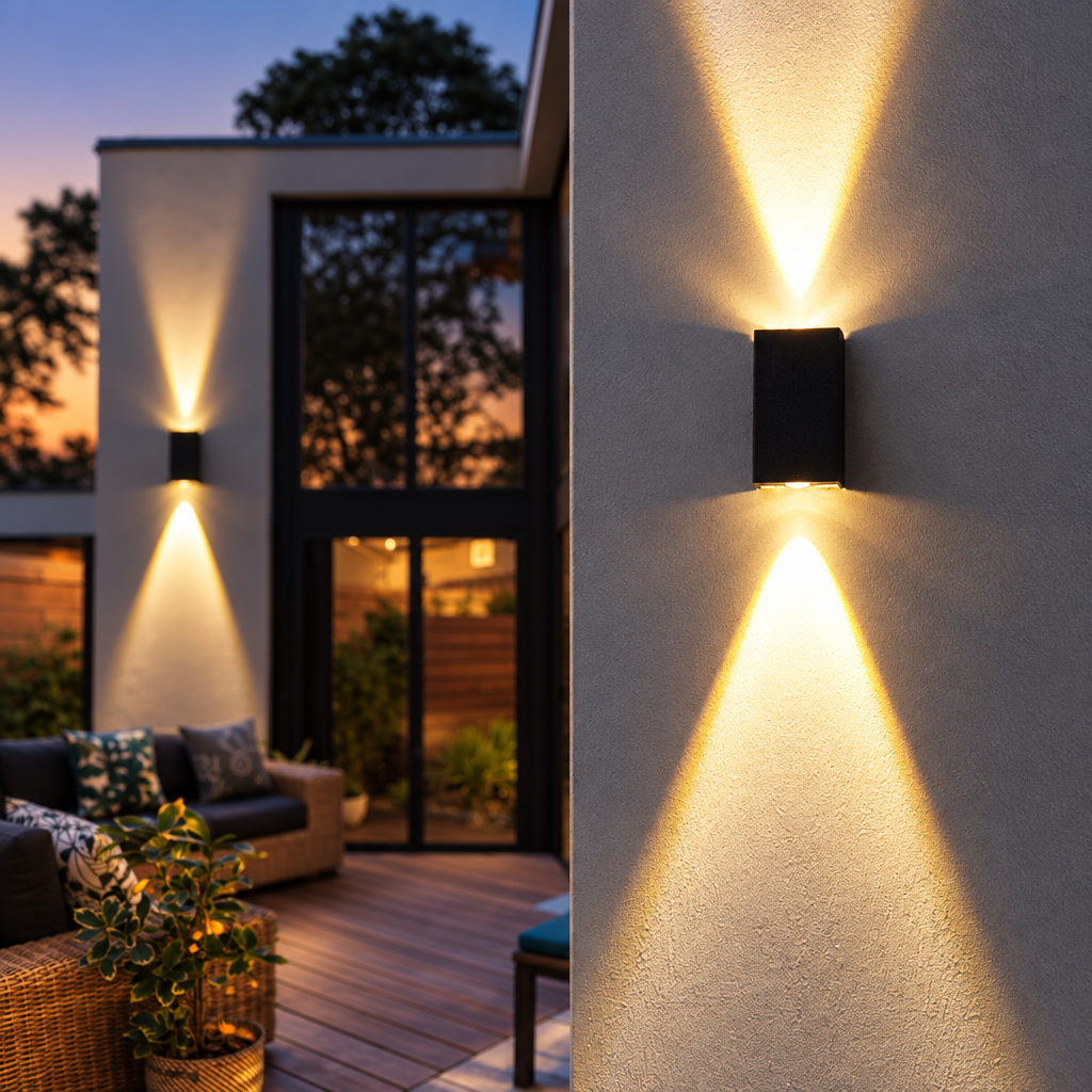 Double Head Solar Wall Light, Warm Light