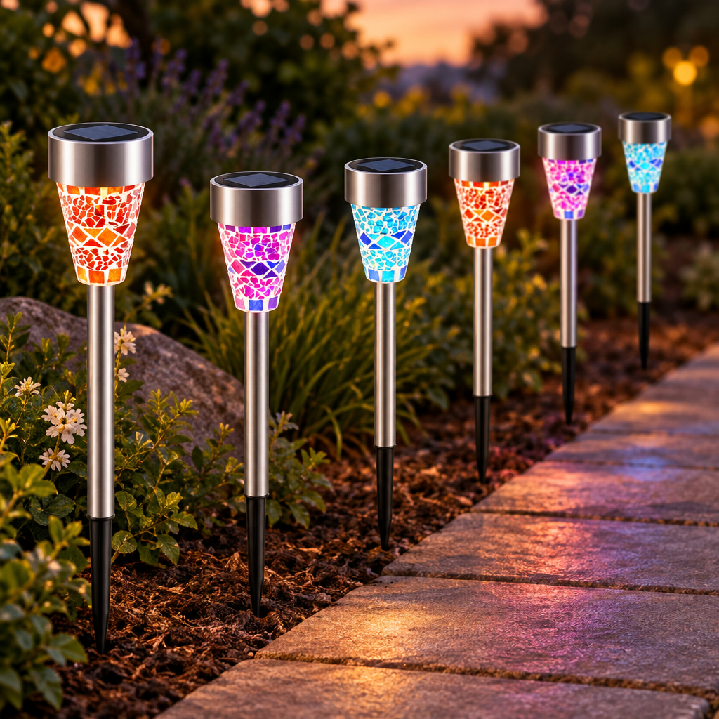 Mosaic Solar Pathway Lights, 6 Pack, IP44
