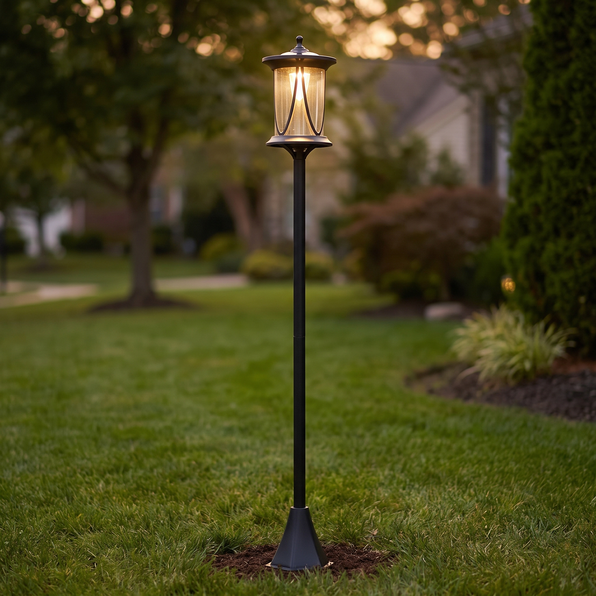 50 in Solar Post Light, Cool White LED, IP44, Black