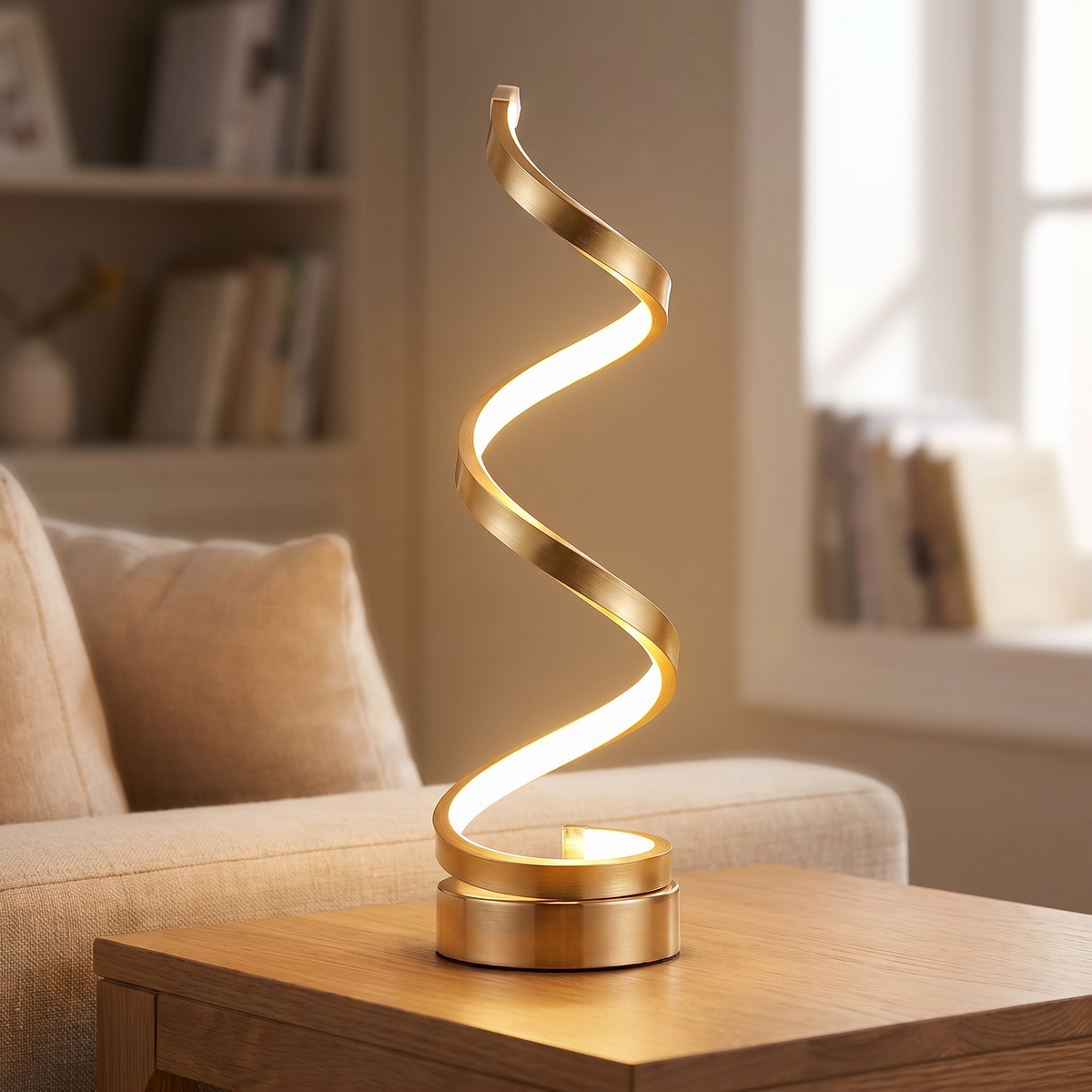 Gold Acrylic LED Table Lamp, Warm Light, 24 W, US Plug