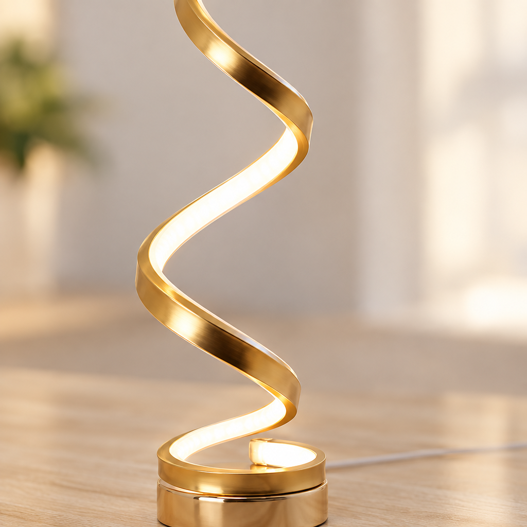 Gold Acrylic LED Table Lamp, Warm Light, 24 W, US Plug