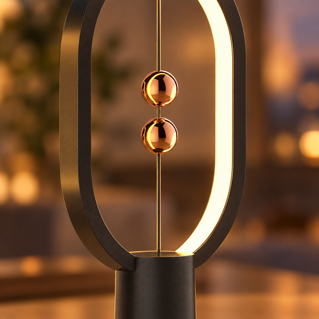 Magnetic Switch Suspended LED Table Lamp, USB Powered, Black