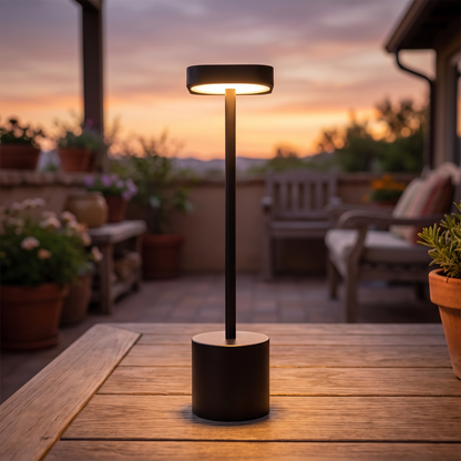 Rechargeable Metal LED Table Lamp, 4400 mAh, IP54, Black