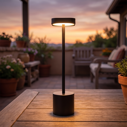 Rechargeable Metal LED Table Lamp, 4400 mAh, IP54, Black