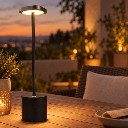 Rechargeable Metal LED Table Lamp, 4400 mAh, IP54, Black