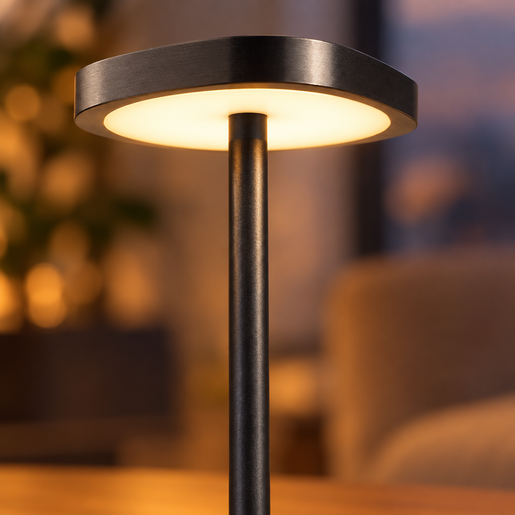 Rechargeable Metal LED Table Lamp, 4400 mAh, IP54, Black