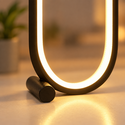 Oval Acrylic LED Table Lamp, Button Control, 3 Colors Plus RGB, Black