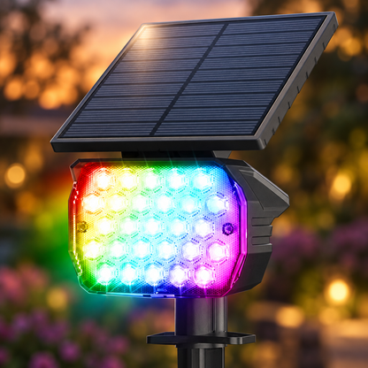 Solar LED Spotlights, 6 Pack, 92 LED, IP67, Colorful Light