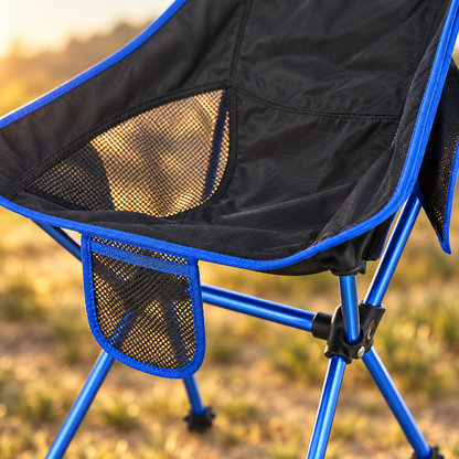 Folding Moon Camping Chair, Aluminum, Navy