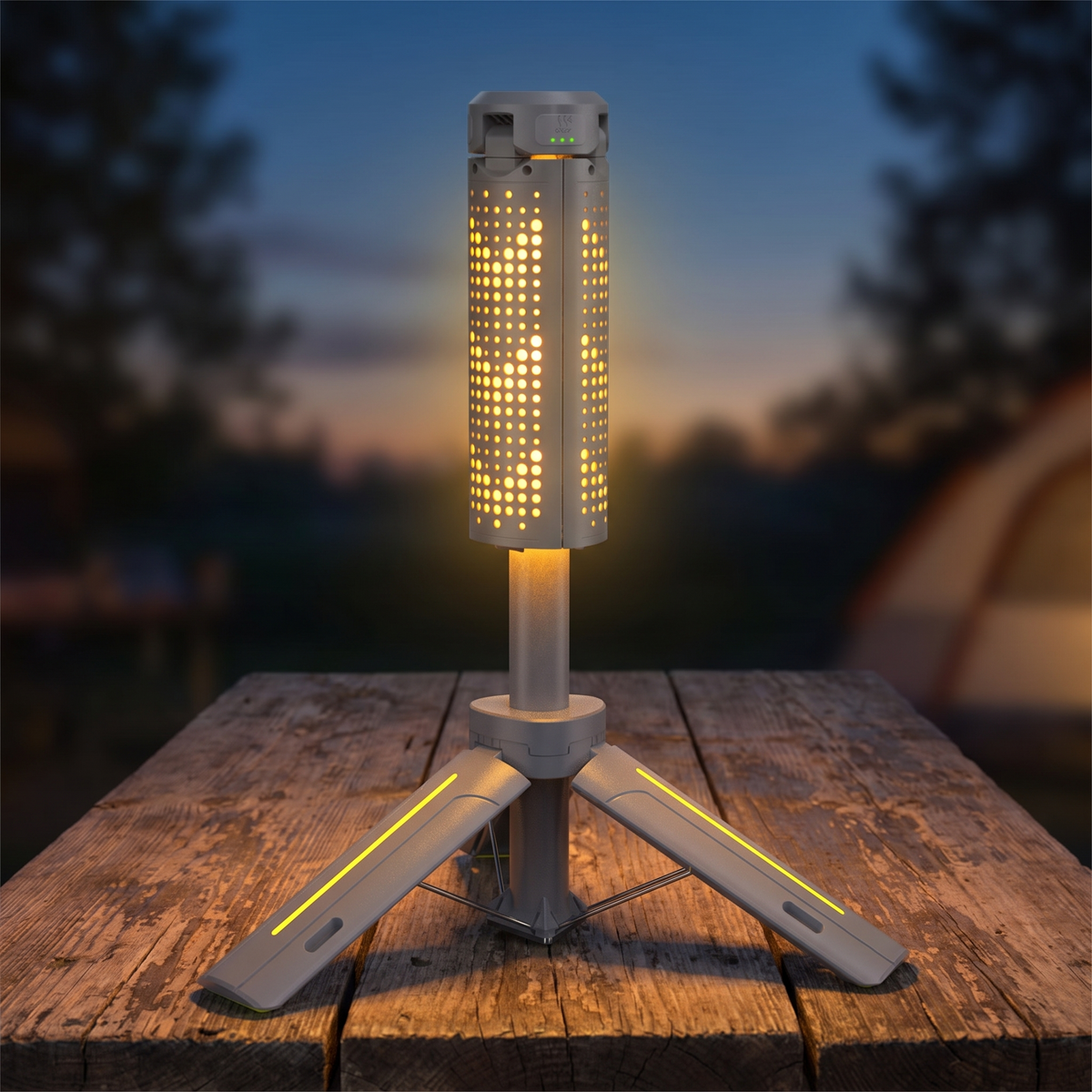 Rechargeable Tripod Camping Lantern, 8000 mAh, Gray