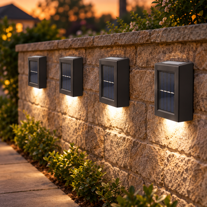 Solar Outdoor Wall Lights, 4 Pack, White Light