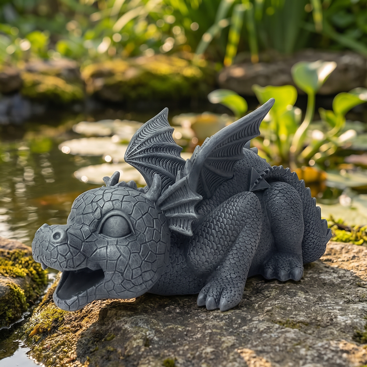 Dinosaur Garden Spitter Statue, Resin, 11.8 in, Pump Not Included