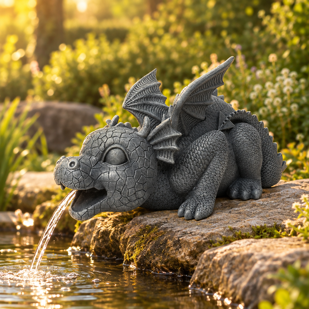Dinosaur Garden Spitter Statue, Resin, 11.8 in, Pump Not Included
