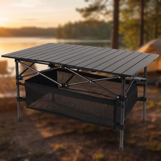 Roll-Up Aluminum Camping Table with Carry Bag, Black